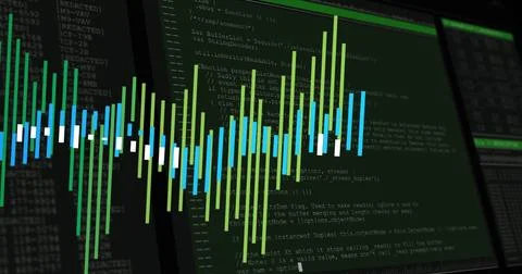 Image of financial data processing over black background 스톡 사진