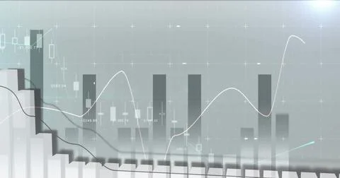 Image of financial data processing over grey background Stock Photos