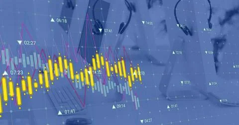 Image of financial data processing over computers Stock Photos