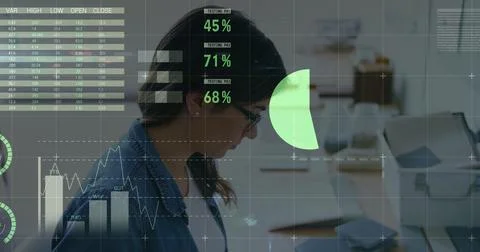 Image of financial data processing over statistics statistical data processing Stock Photos