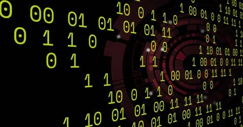 Image of financial data processing over binary coding Stock Photos