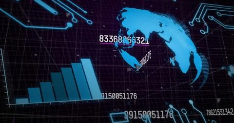 Image of financial data processing over dark background 写真素材