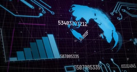 Image of financial data processing over dark background Foto stock