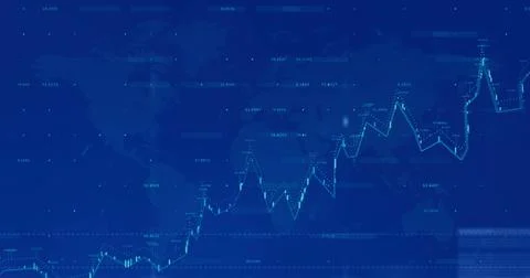 Image of financial data processing over world map Stock Photos