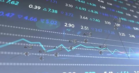 Image of financial data processing over grid Stock Photos