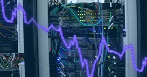 Image of financial data processing over computer server Stock Photos