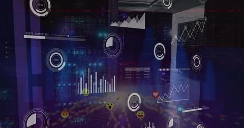 Image of financial data processing over computer servers 스톡 사진