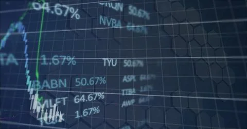 Image of financial data processing over grid Stock Photos
