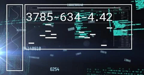 Image of financial data processing over dark background Foto stock