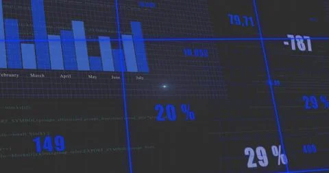 Image of financial data processing over dark background 스톡 사진