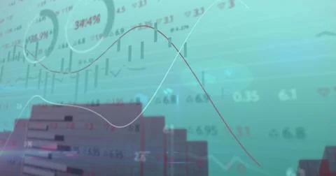 Image of financial data processing over graph Foto stock