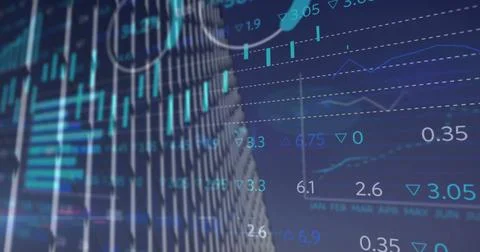 Image of financial data processing over graph Foto stock