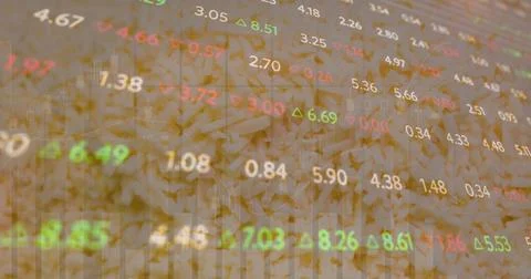 Image of financial data processing over light background 스톡 사진