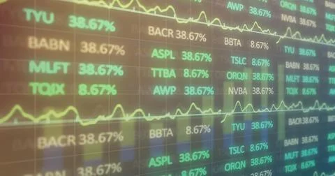 Image of financial data processing over statistics Foto stock
