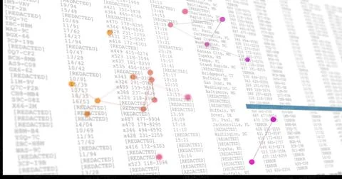 Image of financial data processing over screen on white background Stock Photos
