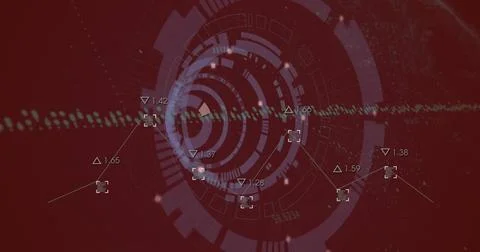 Image of financial data processing over dark background Stock Photos