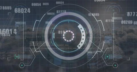 Image of financial data processing over scope scanning 库存照片