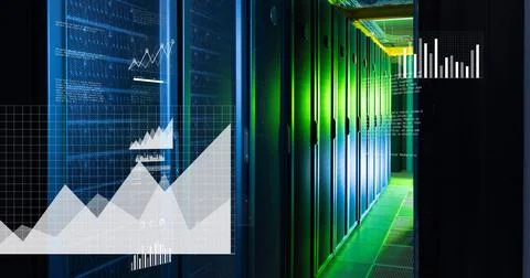 Image of financial data processing over computer servers 스톡 사진