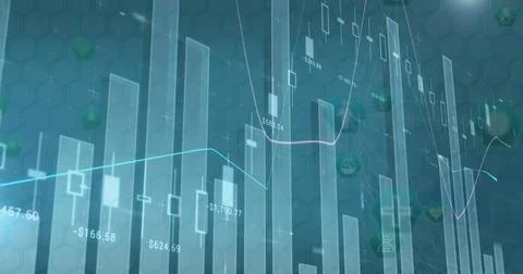 Image of financial data processing over grey background 스톡 사진