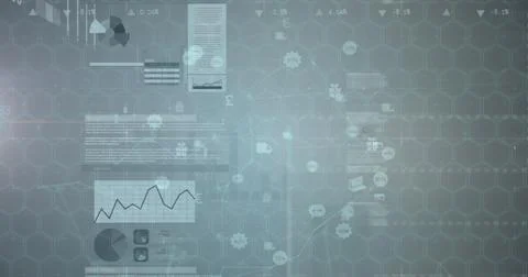 Image of financial data processing over grey background 写真素材