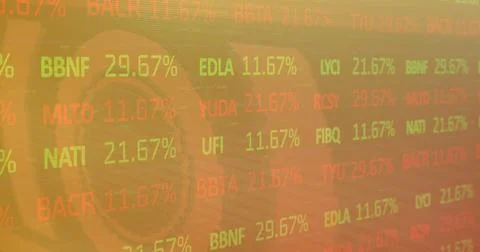 Image of financial data processing over glitch Stock Photos