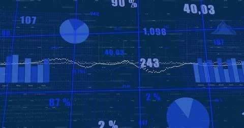 Image of financial data processing over grid Stockfoto's