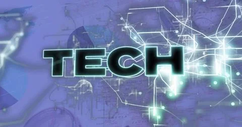 Image of financial data processing over tech text Foto stock