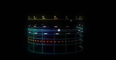 Image of financial data processing over black background 写真素材