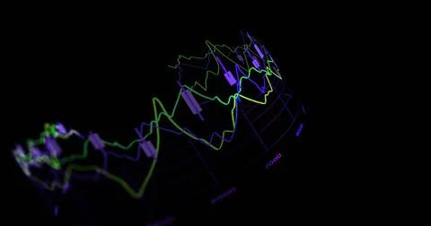 Image of financial data processing over black background 스톡 사진