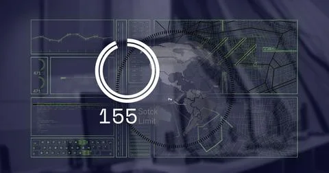 Image of financial data processing over desk in office Foto stock