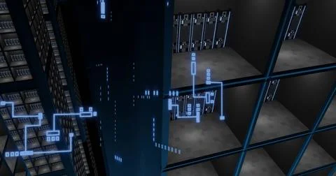 Image of financial data processing over computer servers Foto stock