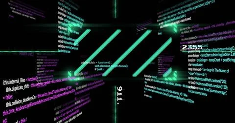 Image of financial data processing over black background Stock Photos