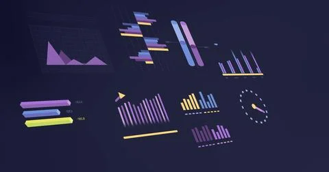 Image of financial data processing over dark background 스톡 사진