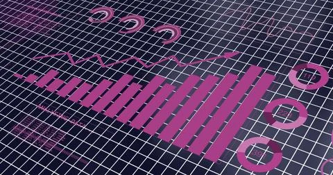 Image of financial data processing over dark background Stock Photos