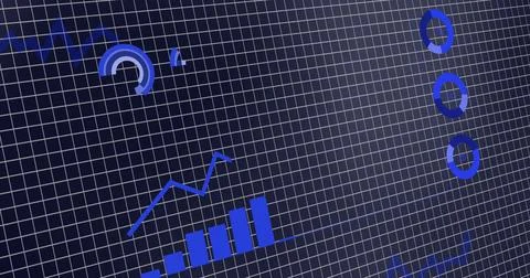 Image of financial data processing over dark background Foto stock