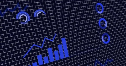 Image of financial data processing over dark background 스톡 사진