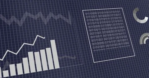 Image of financial data processing over dark background Foto stock