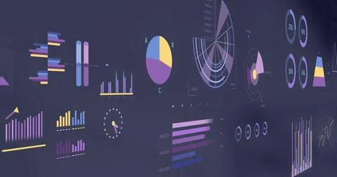 Image of financial data processing over dark background 写真素材