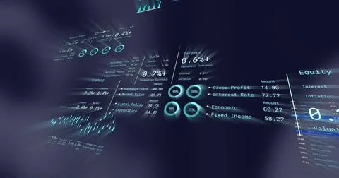 Image of financial data processing over dark background 写真素材