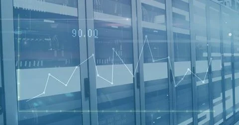 Image of financial data processing over computer servers Stock Photos