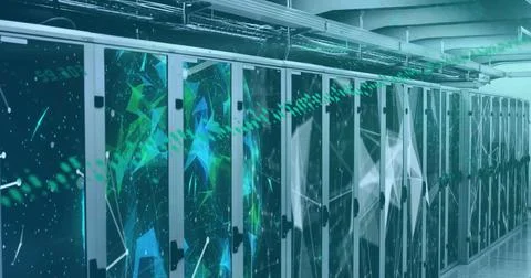 Image of financial data processing over computer servers Stock Photos