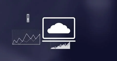 Image of financial data processing over dark background 스톡 사진