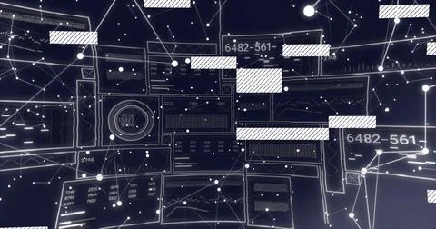 Image of financial data processing over dark background 写真素材