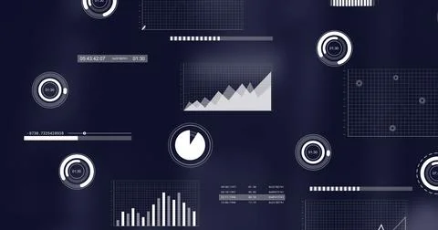Image of financial data processing over dark background 写真素材