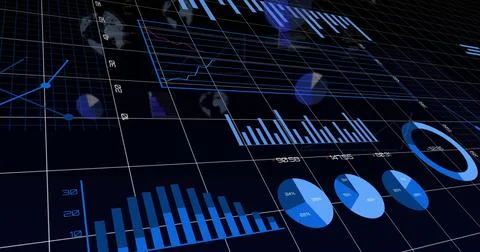 Image of financial data processing over dark background Foto stock