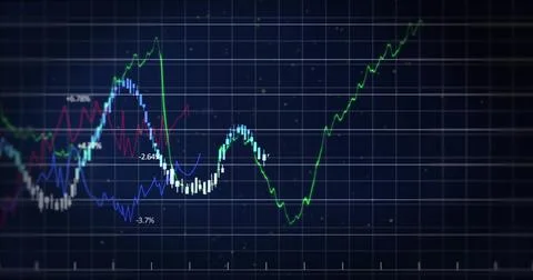 Image of financial data processing over dark background 스톡 사진