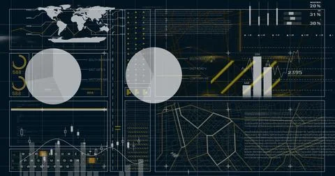 Image of financial data processing over black background 스톡 사진