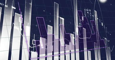 Image of financial data processing over dark background Foto stock