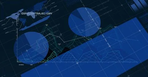 Image of financial data processing over black background Stock Photos