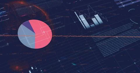 Image of financial data processing over dark background Foto stock